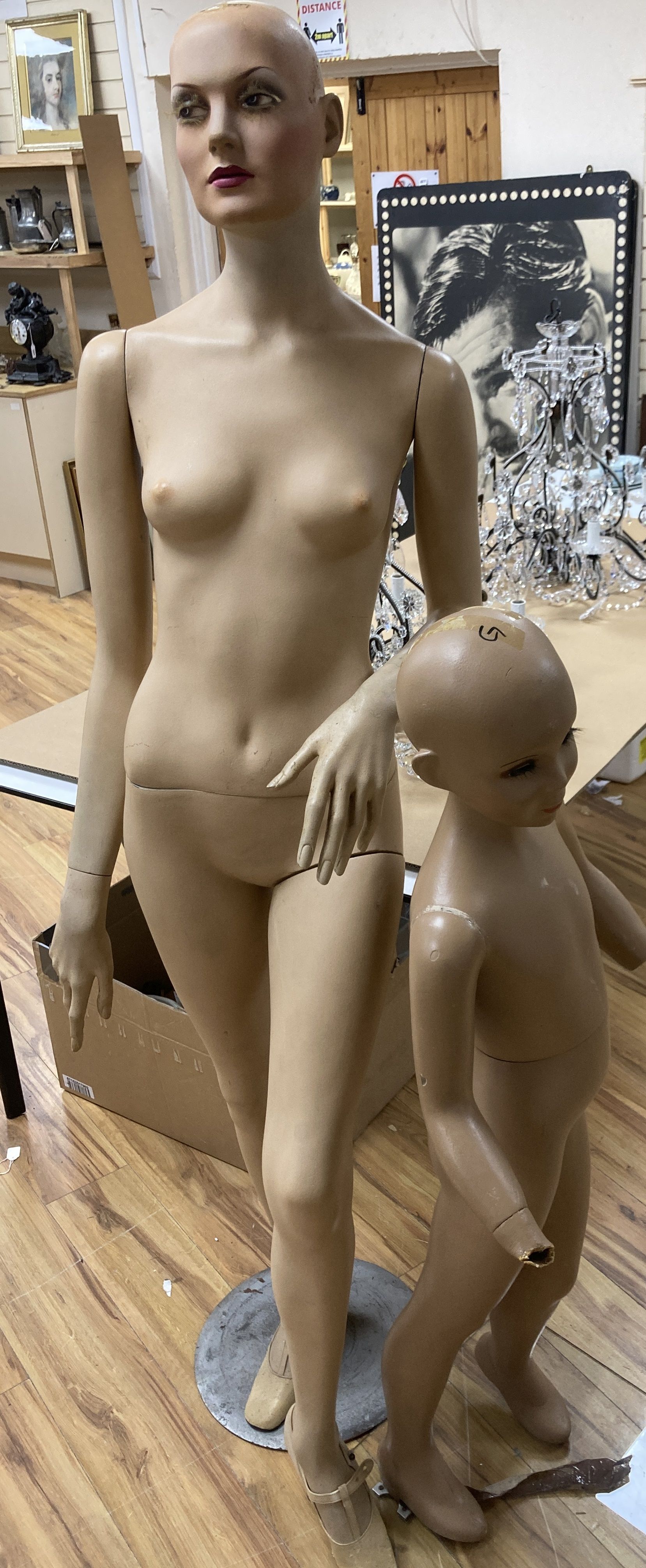 Two mannequins - a lady and a child, lady 174m